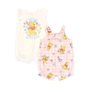 Nwt Set of 2 Disney Baby Girls Winnie the Pooh Piglet Rompers Size 3-6 Months
